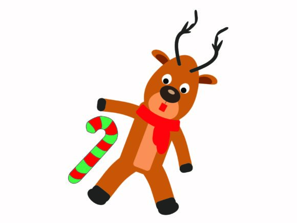 Christmas Reindeer Standing with a Stick: A Festive Graphics Gem
