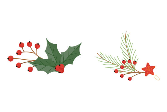 Reviewing Mistletoe Leaf Set Christmas Vector Icon for Graphics and Illustrations